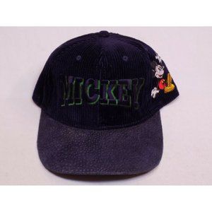 The Disney Store Hat Cap Adjustable Snapback Baseball Blue Mickey Mouse Corduroy